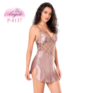 Short Satin Nightgown with...