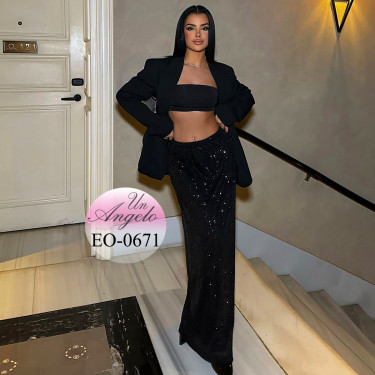 Стилна OVERSIZE дълга пола с блестящ ефект и пайети