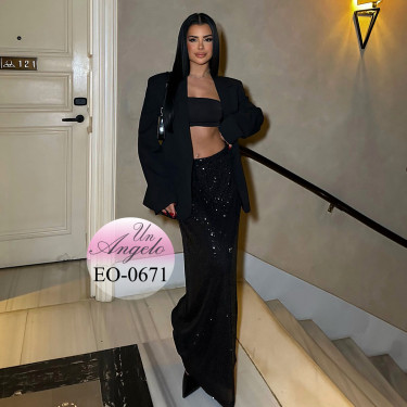 Стилна OVERSIZE дълга пола с блестящ ефект и пайети
