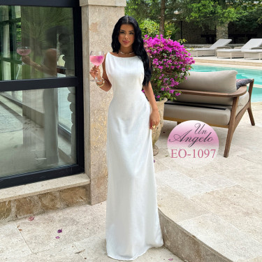 Дълга ленена oversize лятна рокля с гол гръб