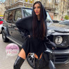Спортна асиметрична ватирана мини рокля с качулка
