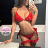 Стилен Babydoll Комплект от Дантелен Сутиен и Бразилиани с Жартиери