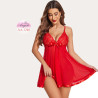 Полупрозрачна секси babydoll нощница с дантела и прашки